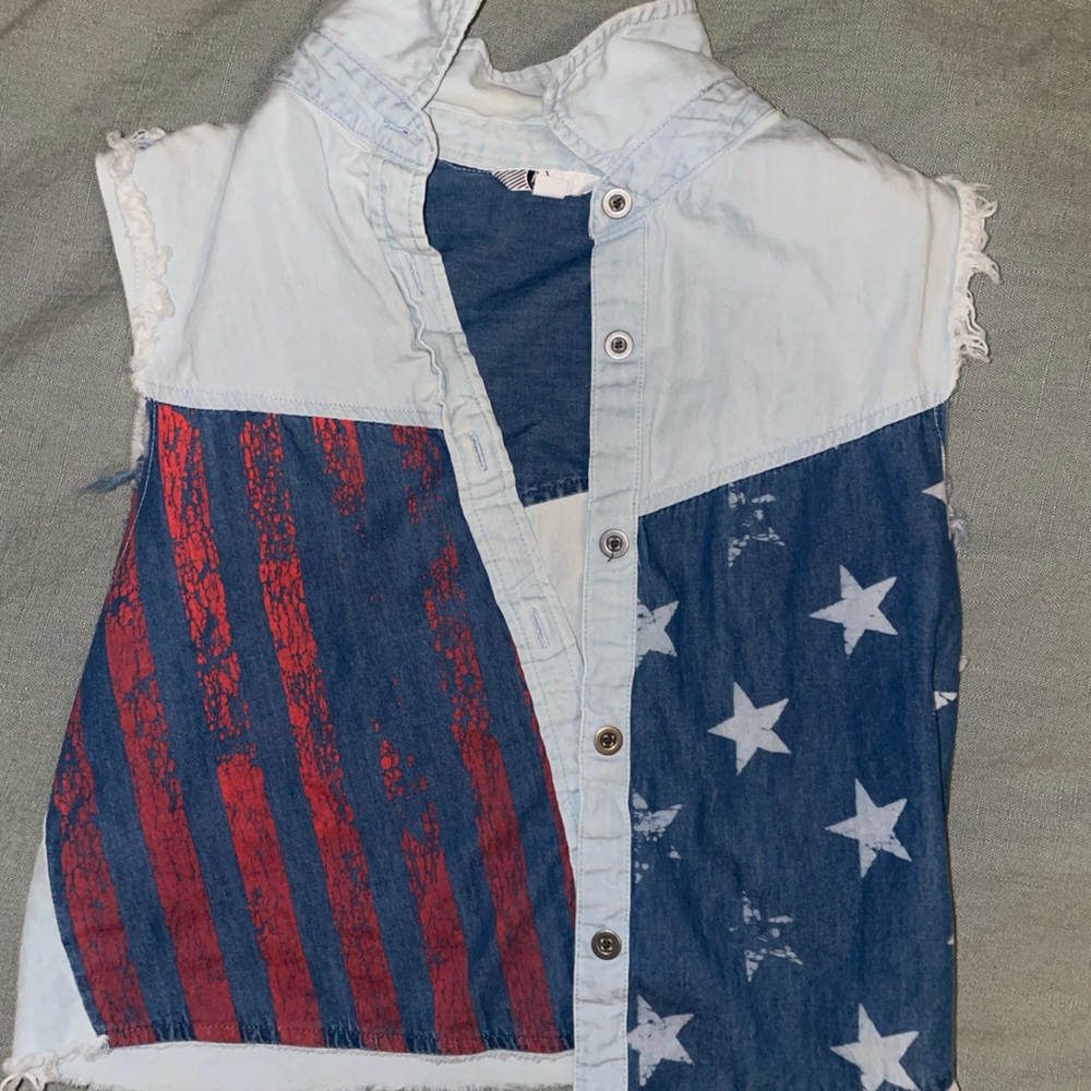 American flag cut off vest